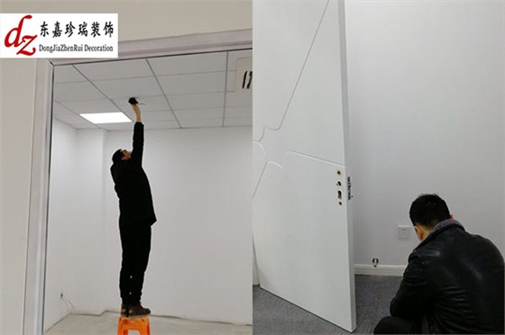 擦洗頂部礦棉板，裝門鎖